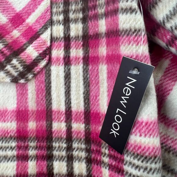 New Look Plaid Pink Fleece Shacket Jacket Womens XL Soft Comfy Granola Girl - Picture 5 of 9